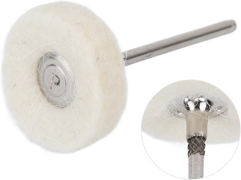 woobles Polishing Wheel, 10pcs Dental Polishing Buffing Head, Felt Wool Head Stainless Steel Mandrel Wheel Grinding Head, Suitable for Pneumatic and Electric Rotary Grinders - Image 4